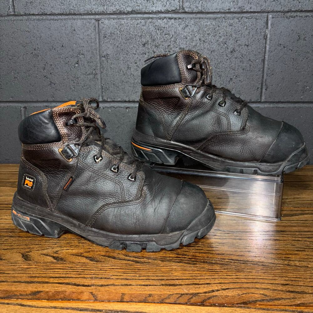 Timberland PRO 89697 Men’s 11W Steel Toe Pit Boss Work Boots Brown Leather